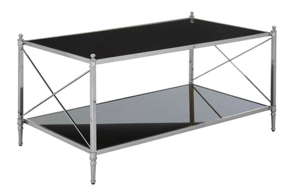 Brighton Black Glass and Nickel Finish Rectangular Coffee Table
