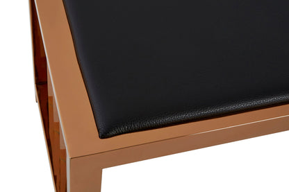 Porto Black Leather Bench 