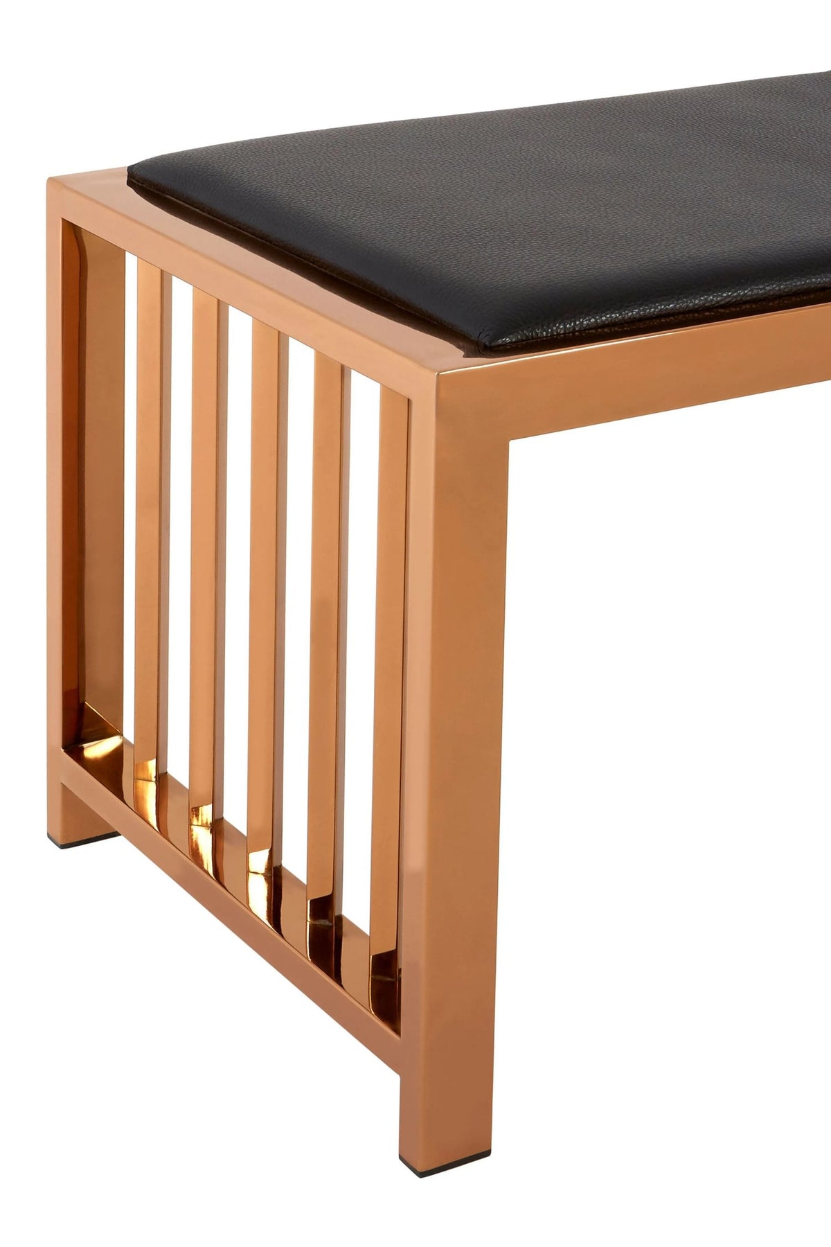 Porto Black Leather Bench 