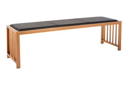 Porto Black Leather Bench 