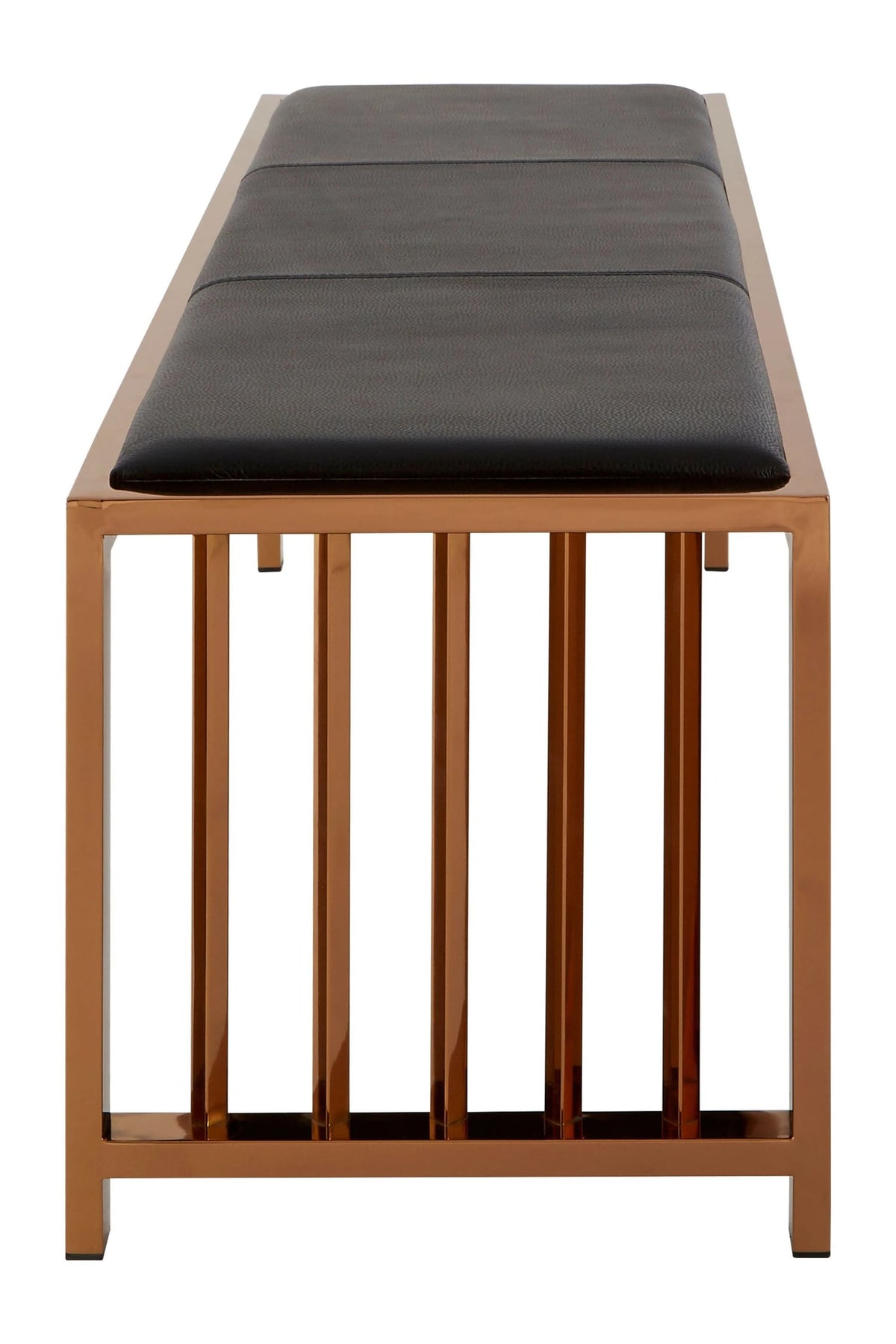 Porto Black Leather Bench 