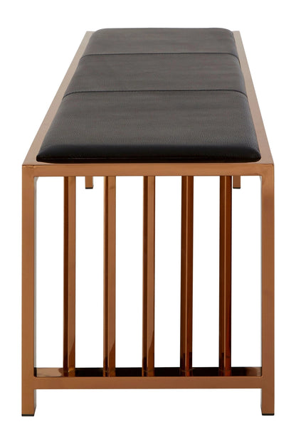 Porto Black Leather Bench 