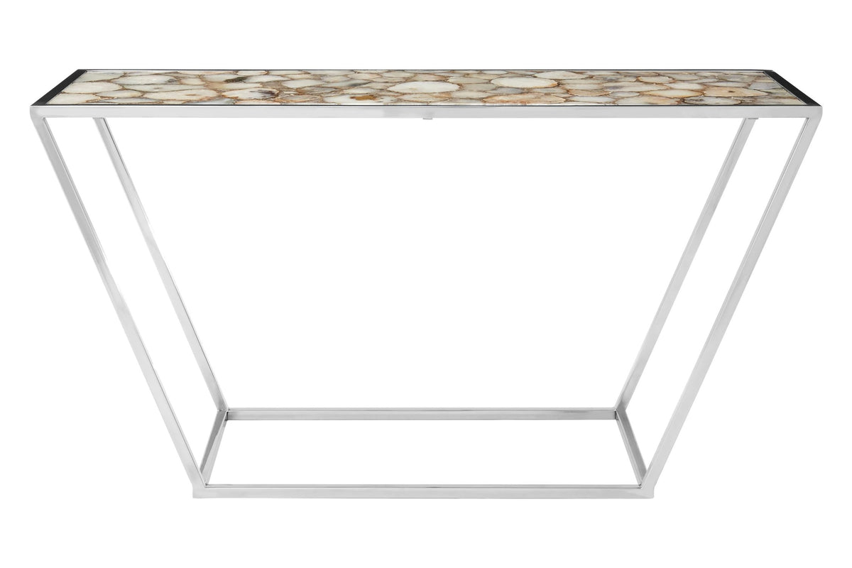 Loxley White Agate and Silver Console Table
