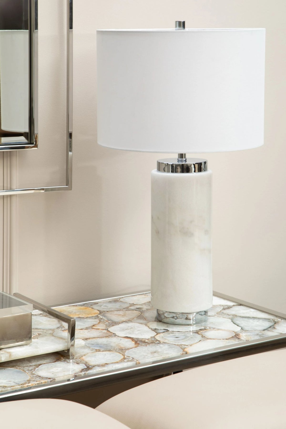 Loxley White Agate and Silver Console Table