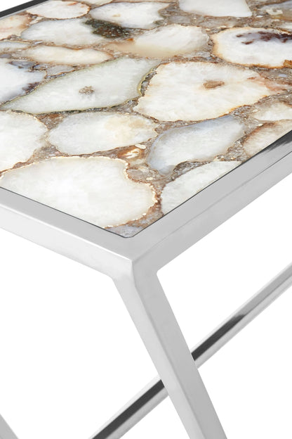 Loxley White Agate and Silver Console Table