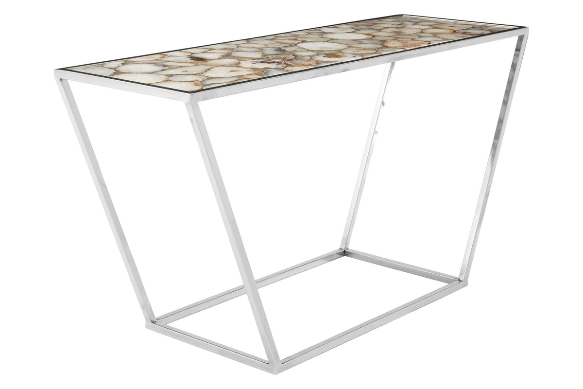 Loxley White Agate and Silver Console Table