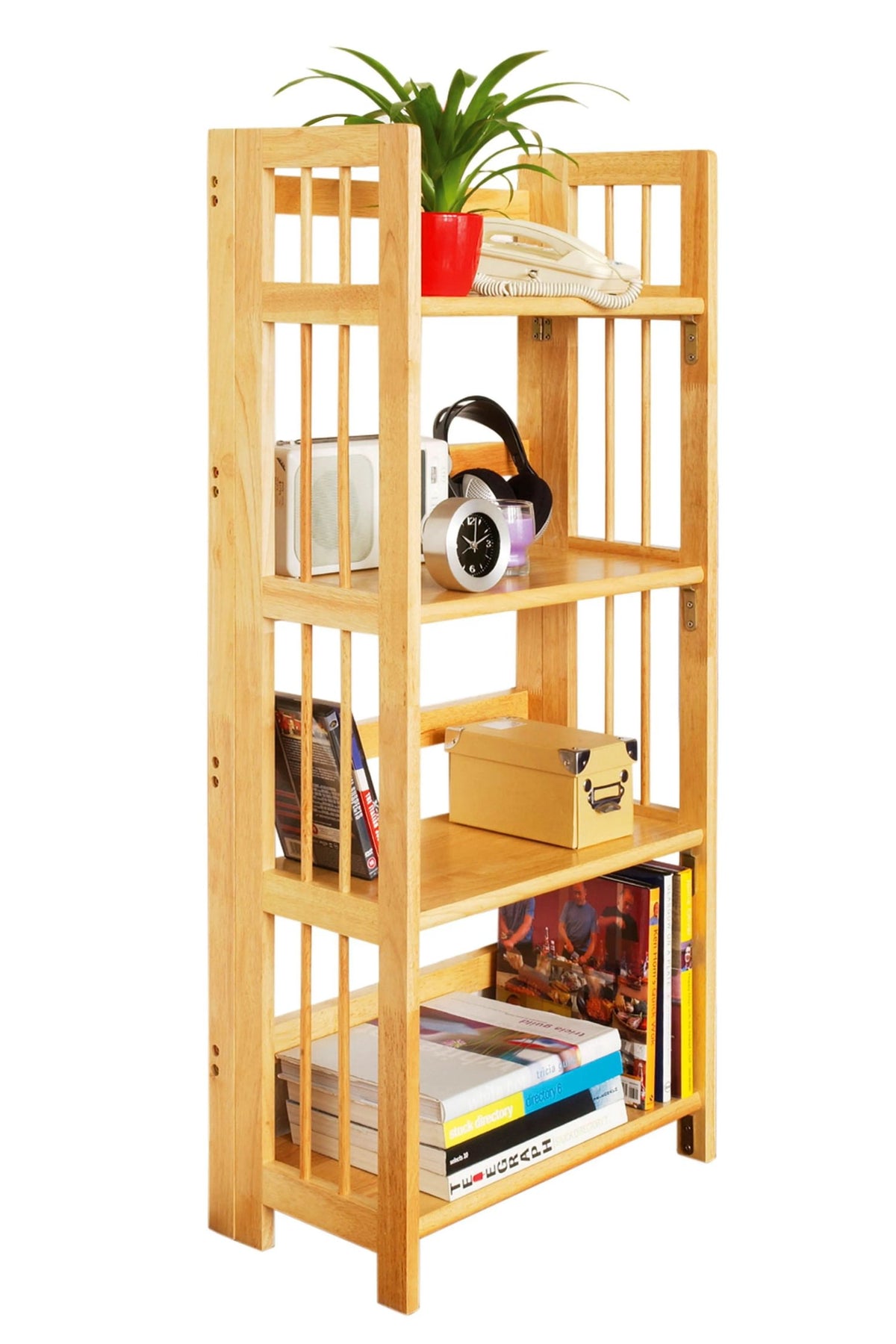 Devizes Tropical Hevea Wood Four Tier Folding Shelf Unit