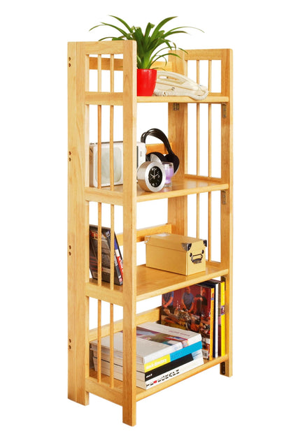 Devizes Tropical Hevea Wood Four Tier Folding Shelf Unit