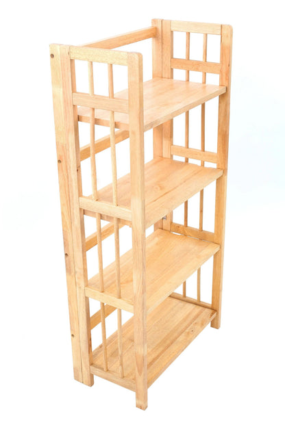 Devizes Tropical Hevea Wood Four Tier Folding Shelf Unit