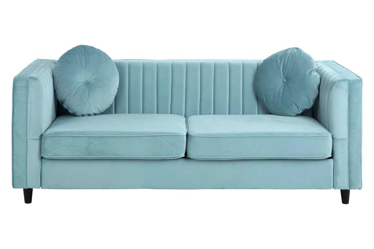 Hudson Three Seat Velvet Sofa #colour_pastel-green