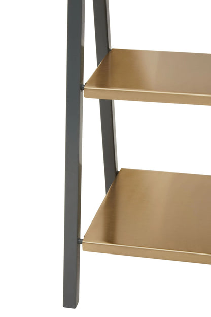 Devon Grey and Gold Finish Three Tier Ladder Shelf Unit