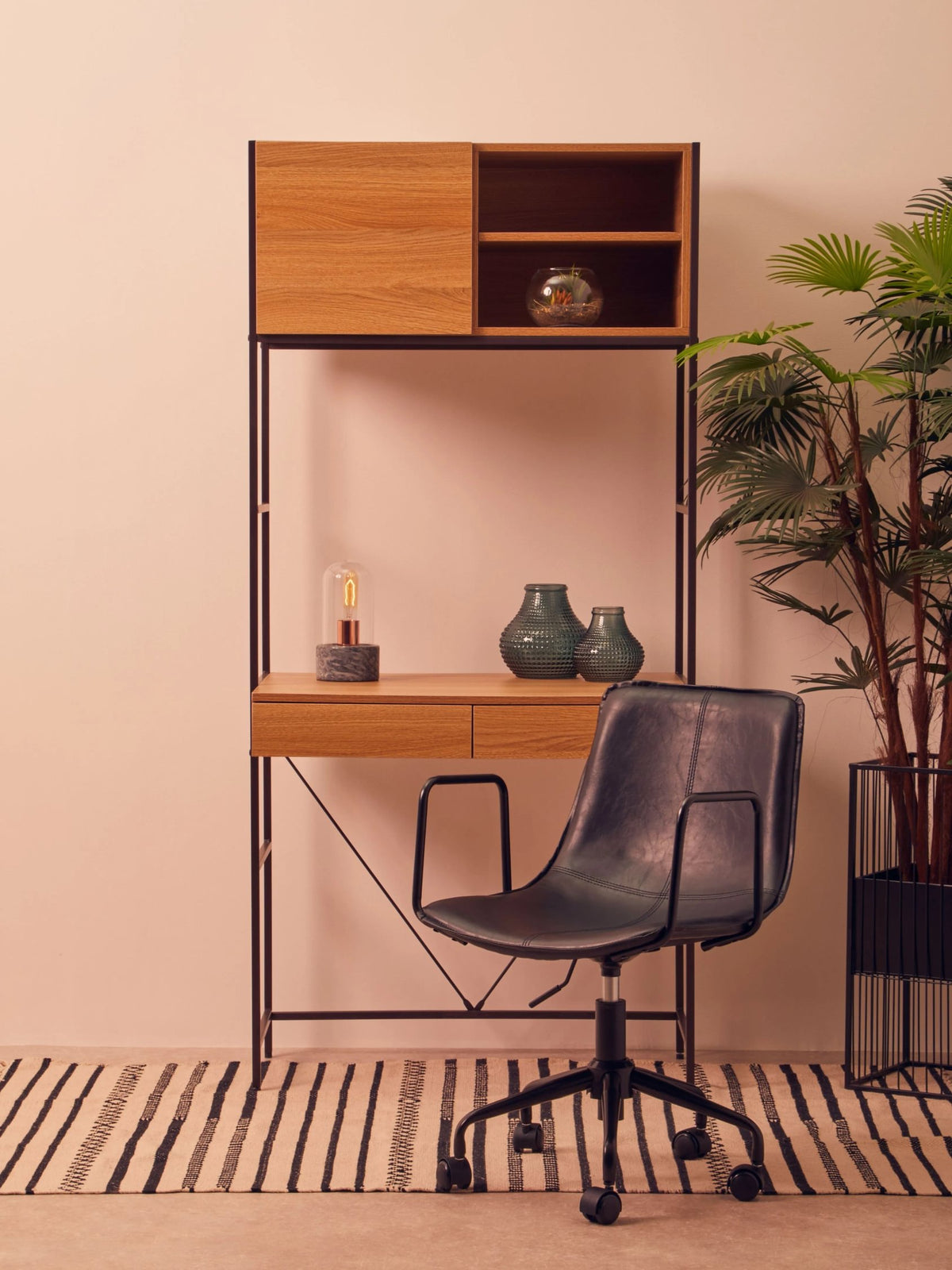 Otley Leather Effect Home Office Chair #colour_black