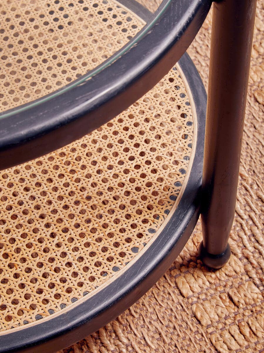 Stirling Rattan and Glass Side Table
