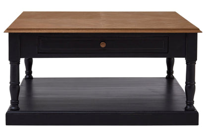 Stirling Black and Natural Wooden Coffee Table with Drawer