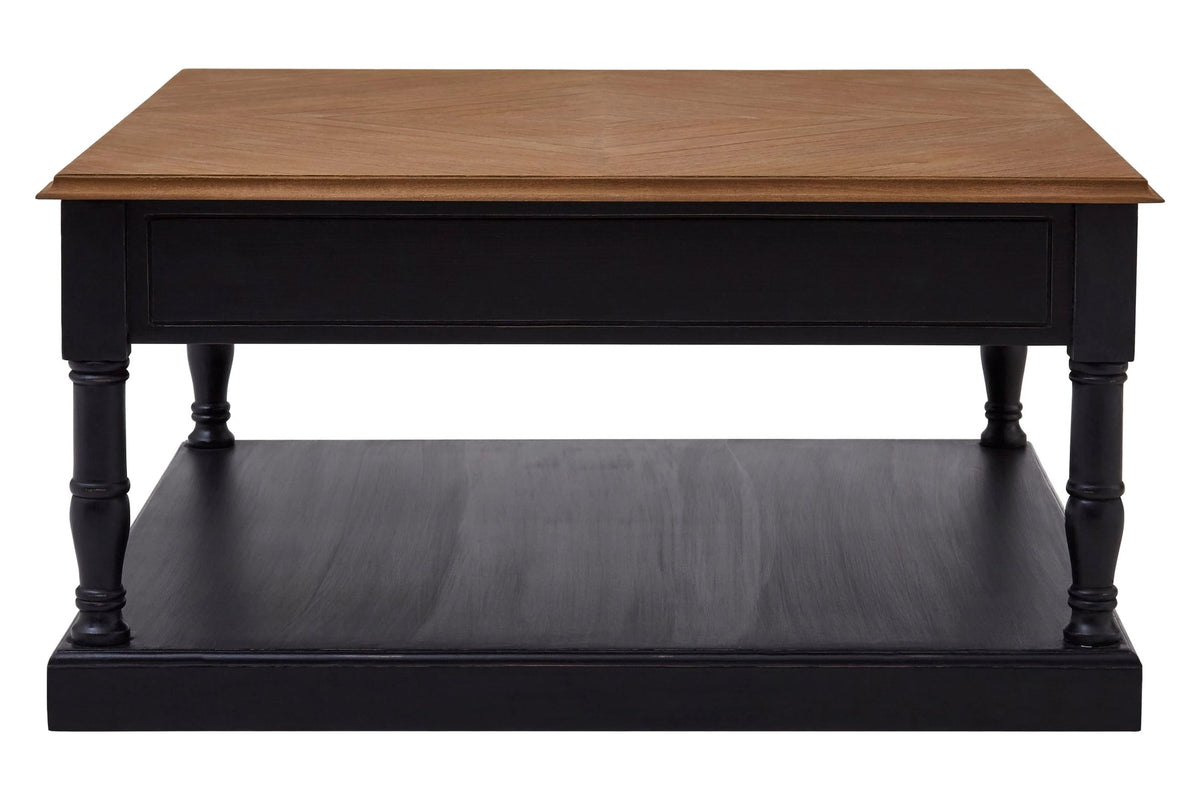 Stirling Black and Natural Wooden Coffee Table with Drawer