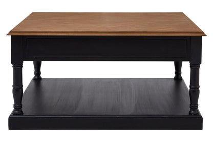 Stirling Black and Natural Wooden Coffee Table with Drawer