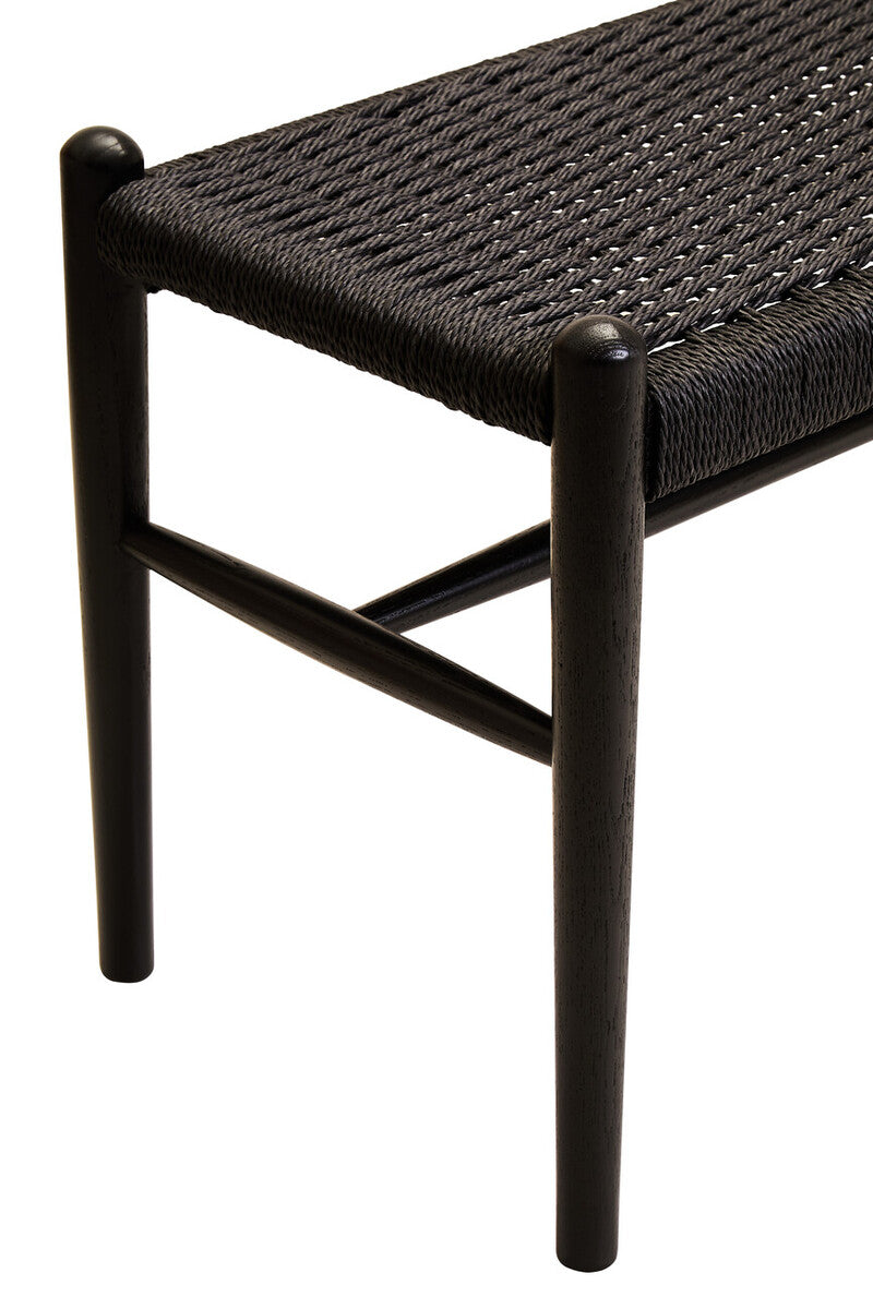 Stirling Black Rope and Elm Wood Bench