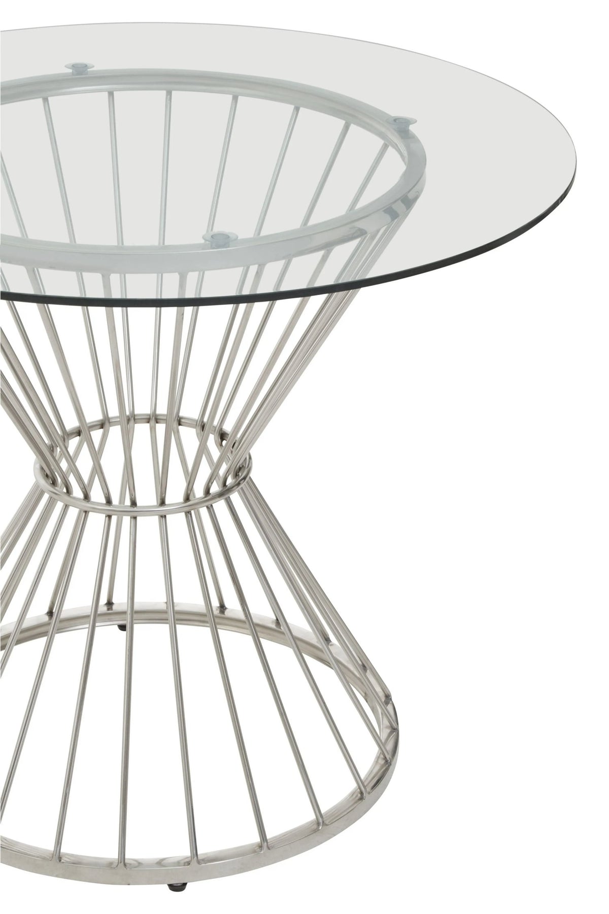 Boston Hourglass Dining Table with Clear Glass and Silver Base