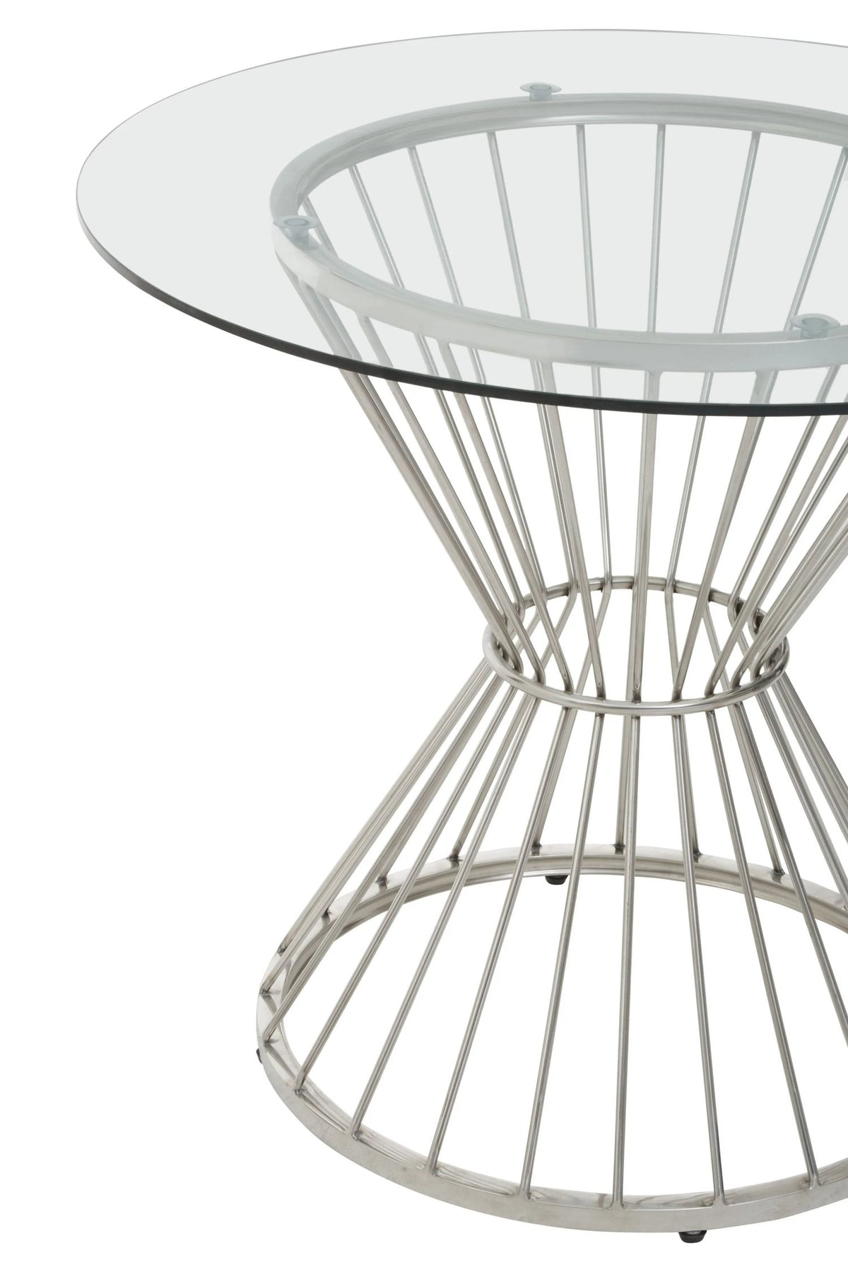 Boston Hourglass Dining Table with Clear Glass and Silver Base