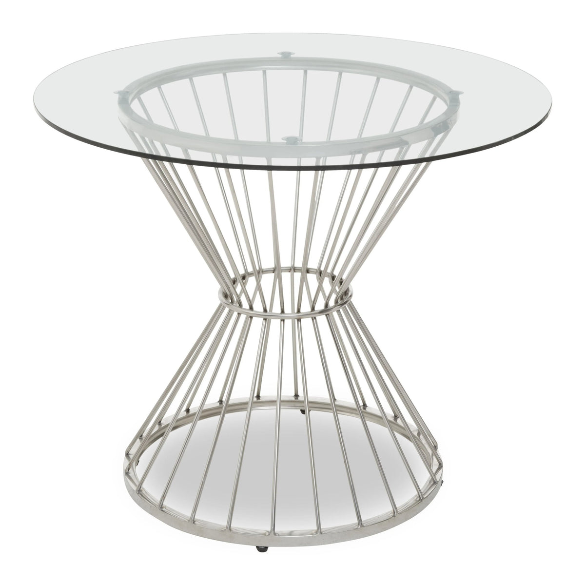 Boston Hourglass Dining Table with Clear Glass and Silver Base