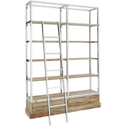Notting White Wash Pine Wood Shelving Unit with Ladder