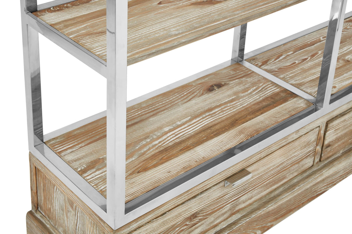 Notting White Wash Pine Wood Shelving Unit with Ladder