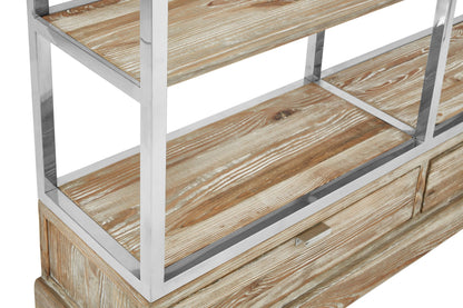 Notting White Wash Pine Wood Shelving Unit with Ladder