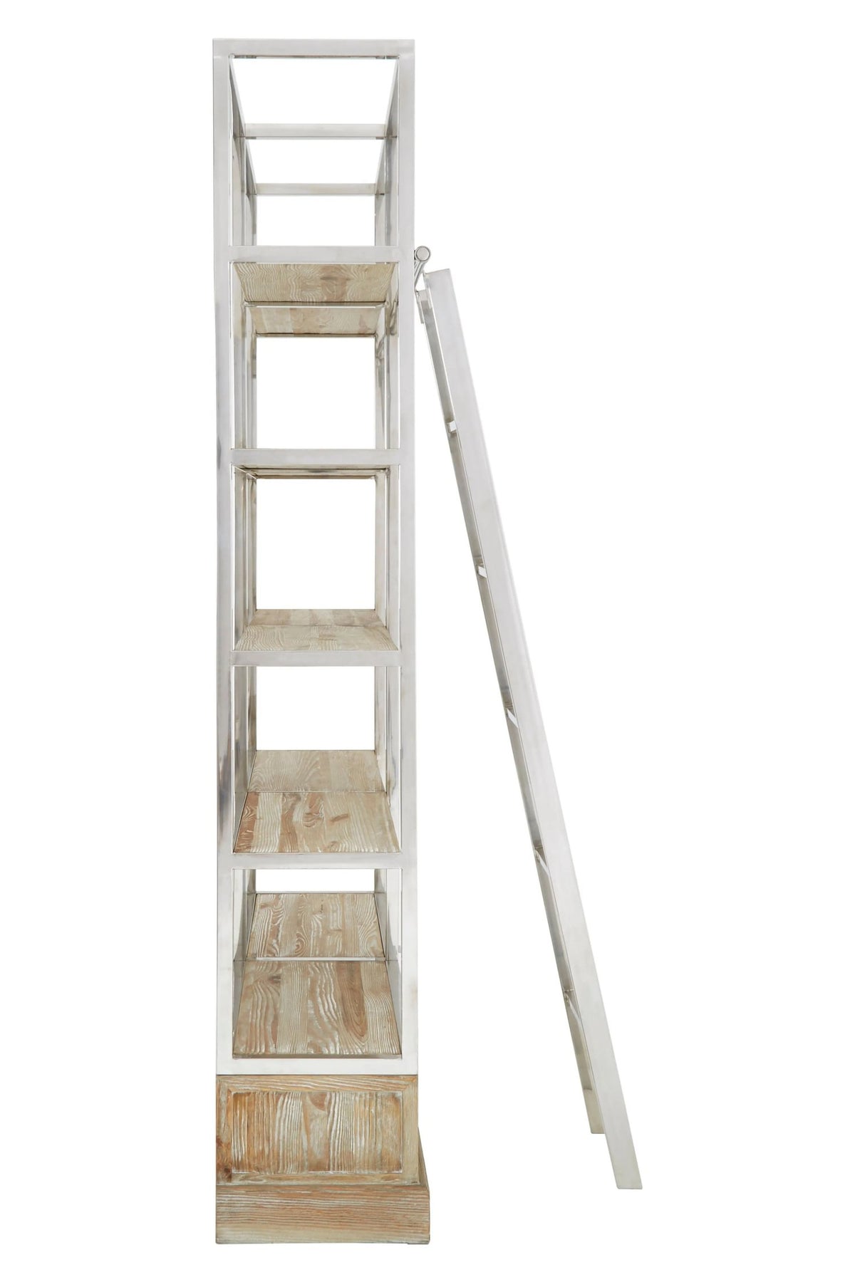 Notting White Wash Pine Wood Shelving Unit with Ladder