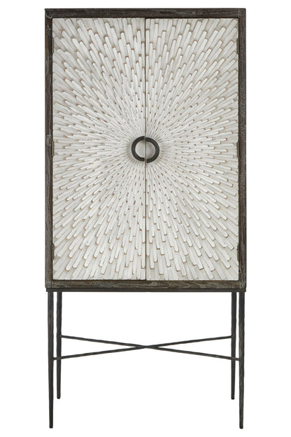 Notting Grey Wash Recycled Elm Wood 2 Door Wine Cabinet
