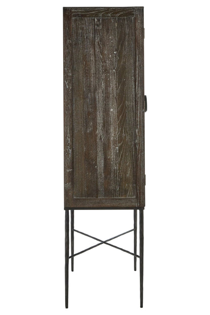 Notting Grey Wash Recycled Elm Wood 2 Door Wine Cabinet
