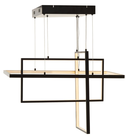 Worthing Black Finish Triple Rectangular Pendant Light