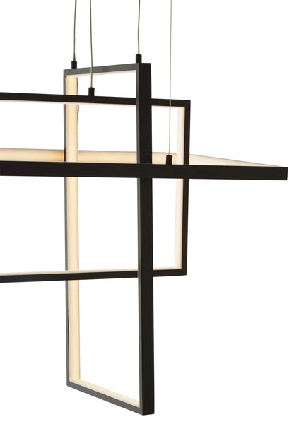 Worthing Black Finish Triple Rectangular Pendant Light