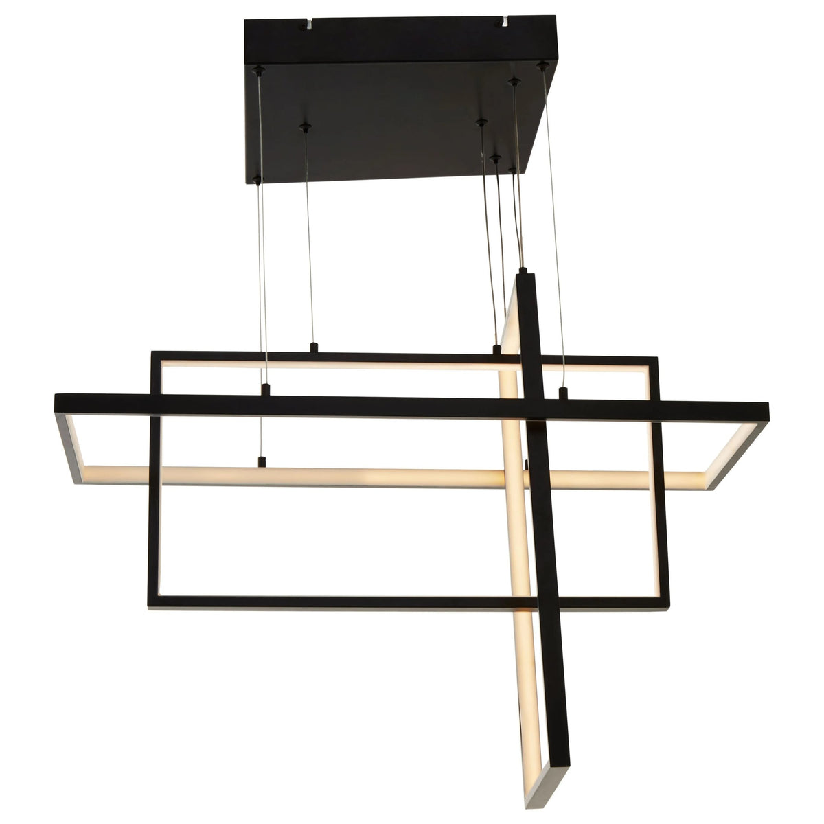 Worthing Black Finish Triple Rectangular Pendant Light