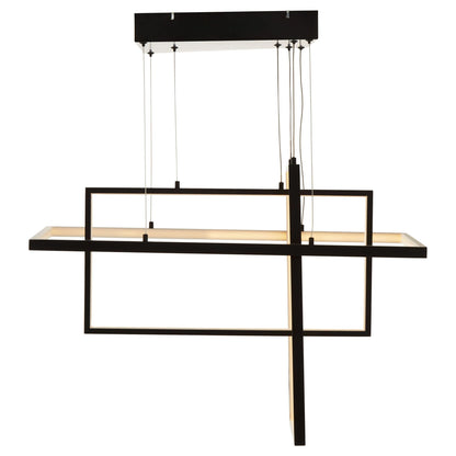 Worthing Black Finish Triple Rectangular Pendant Light