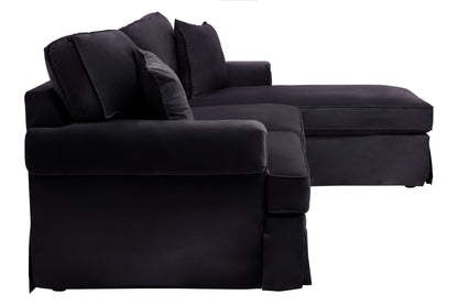 Whitby Three Seat Velvet Right Chaise Sofa 