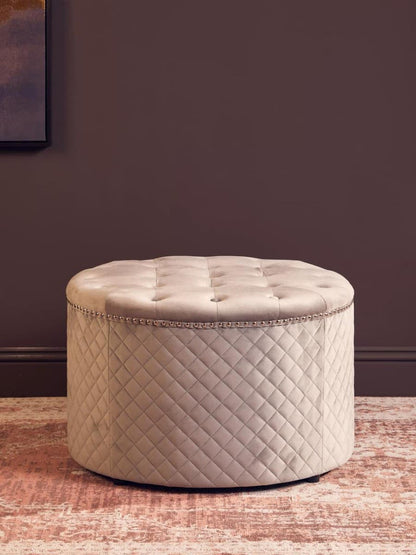 Windsor Round Velvet Ottoman 