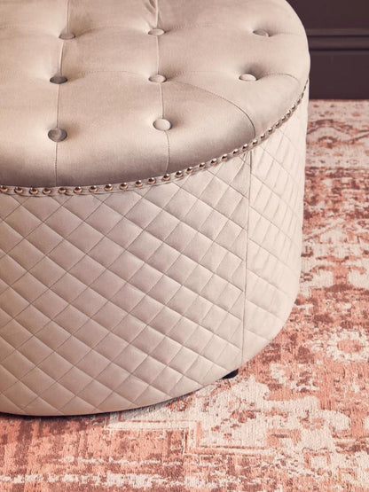 Windsor Round Velvet Ottoman 