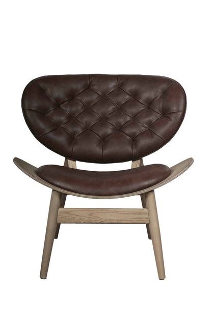 Harrogate Brown Leather Effect Chair with Elm Wood Frame