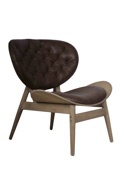 Harrogate Brown Leather Effect Chair with Elm Wood Frame