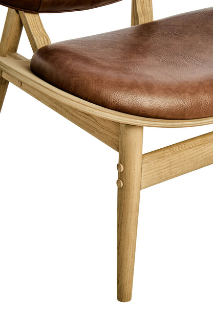 Harrogate Brown Leather Effect Chair with Elm Wood Frame