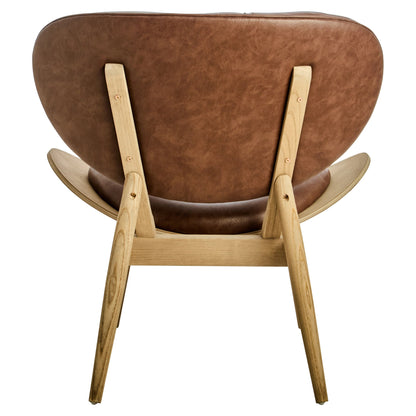 Harrogate Brown Leather Effect Chair with Elm Wood Frame