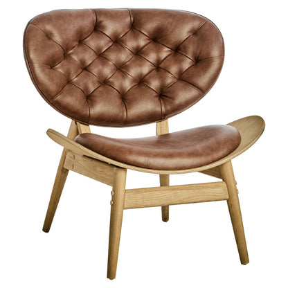 Harrogate Brown Leather Effect Chair with Elm Wood Frame