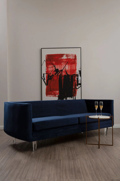 Lewes Navy Velvet 3 Seater Sofa