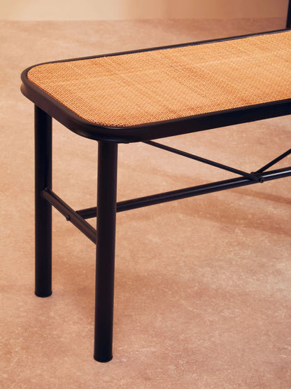 Porto Metal and Rattan Bench