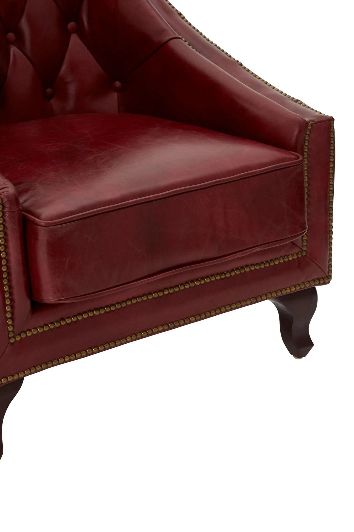 Verona Deep Red Leather Lounge Chair with Tufted Back (W75cm)