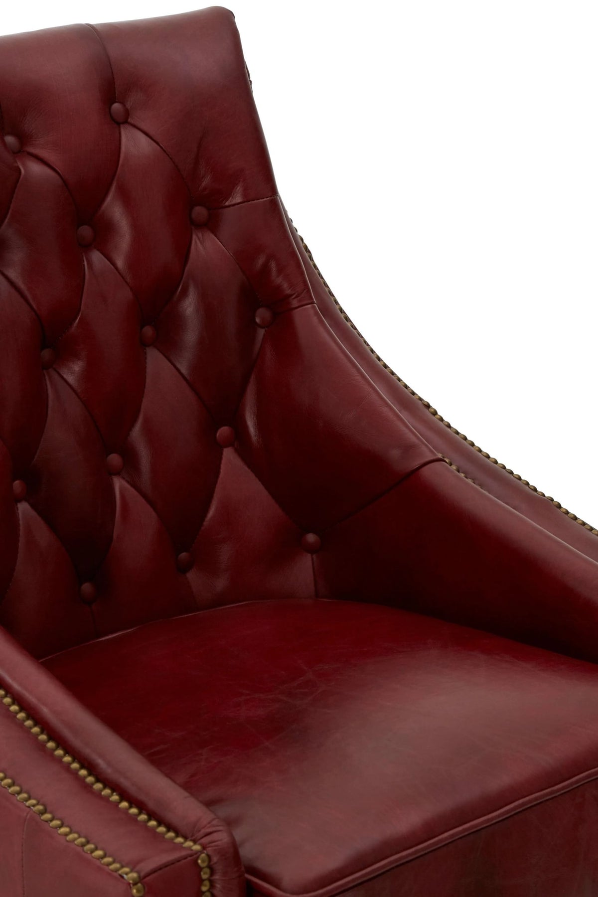 Verona Deep Red Leather Lounge Chair with Tufted Back (W75cm)