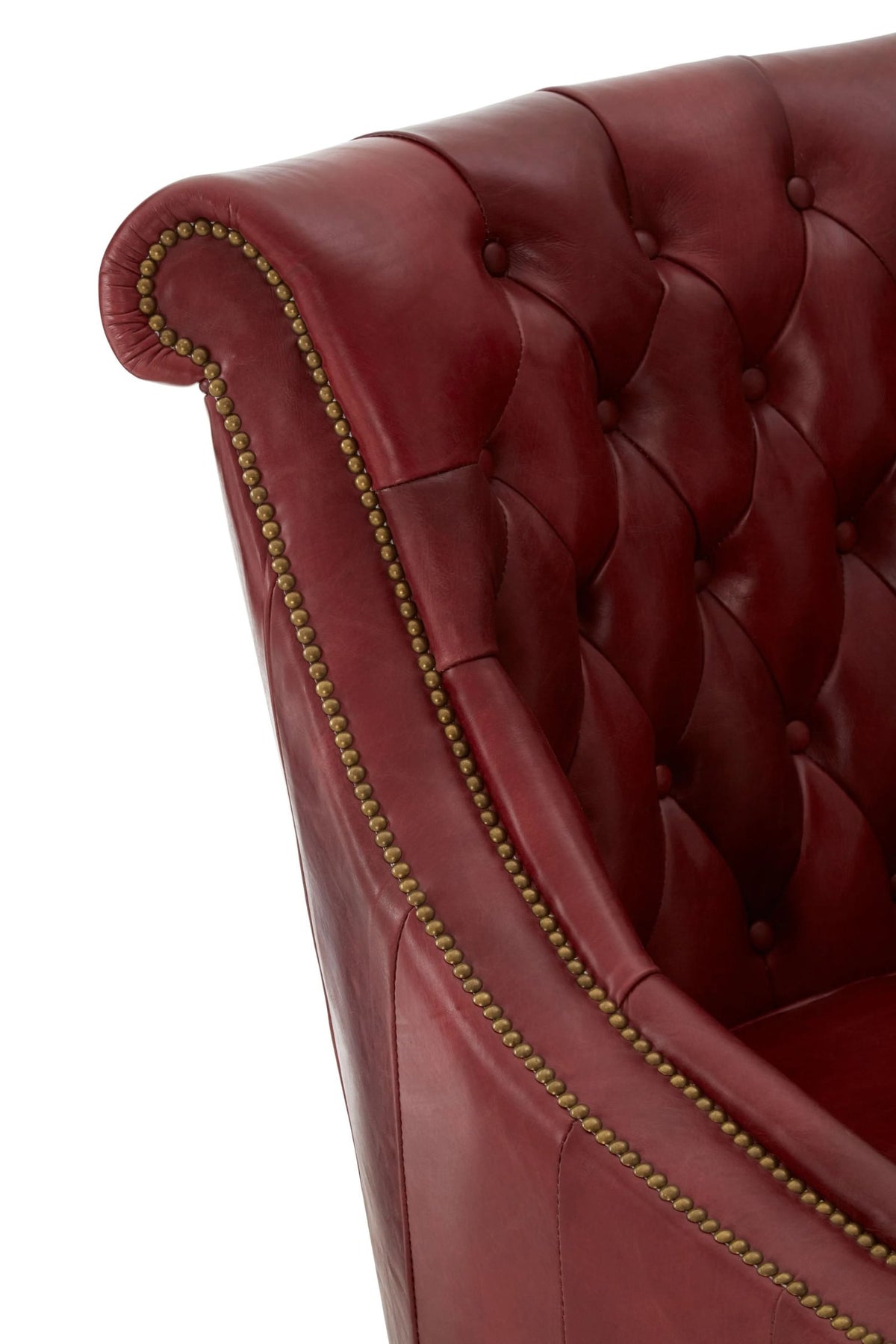 Verona Deep Red Leather Lounge Chair with Tufted Back (W75cm)