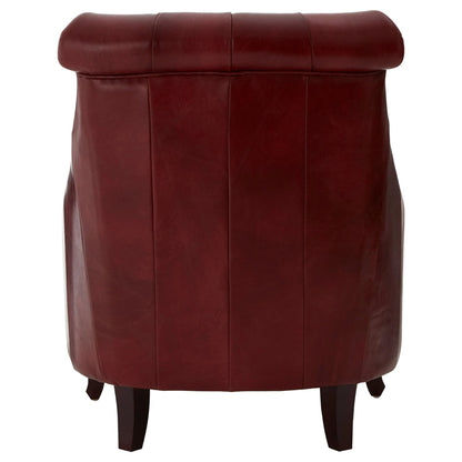 Verona Deep Red Leather Lounge Chair with Tufted Back (W75cm)