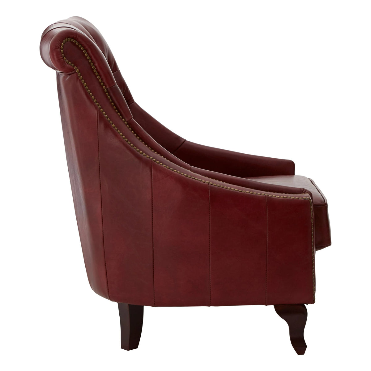 Verona Deep Red Leather Lounge Chair with Tufted Back (W75cm)