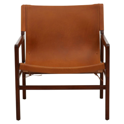 Carlton Antique Brown Leather Sling Chair